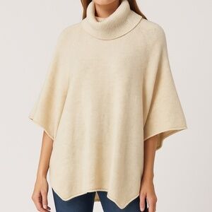 ZARA Turtleneck Poncho Sweater | Size Small | Cream